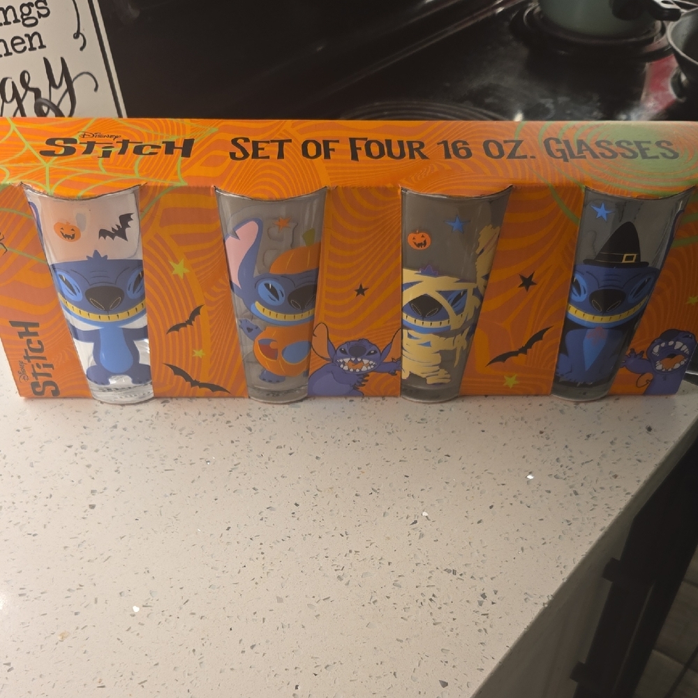 Disney Stitch Halloween Glass Set - Blue, Orange, Gray